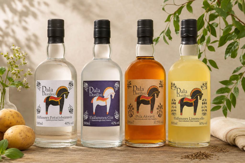 Dala Destilleris potatisbrännvin, gin, akvavit och limoncello